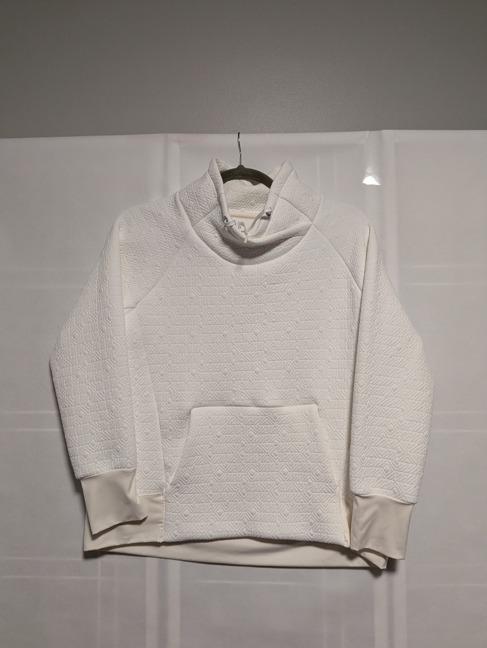 Athleta Women's Jacquard Elevation Pullover In White Textured Fabric Relaxed